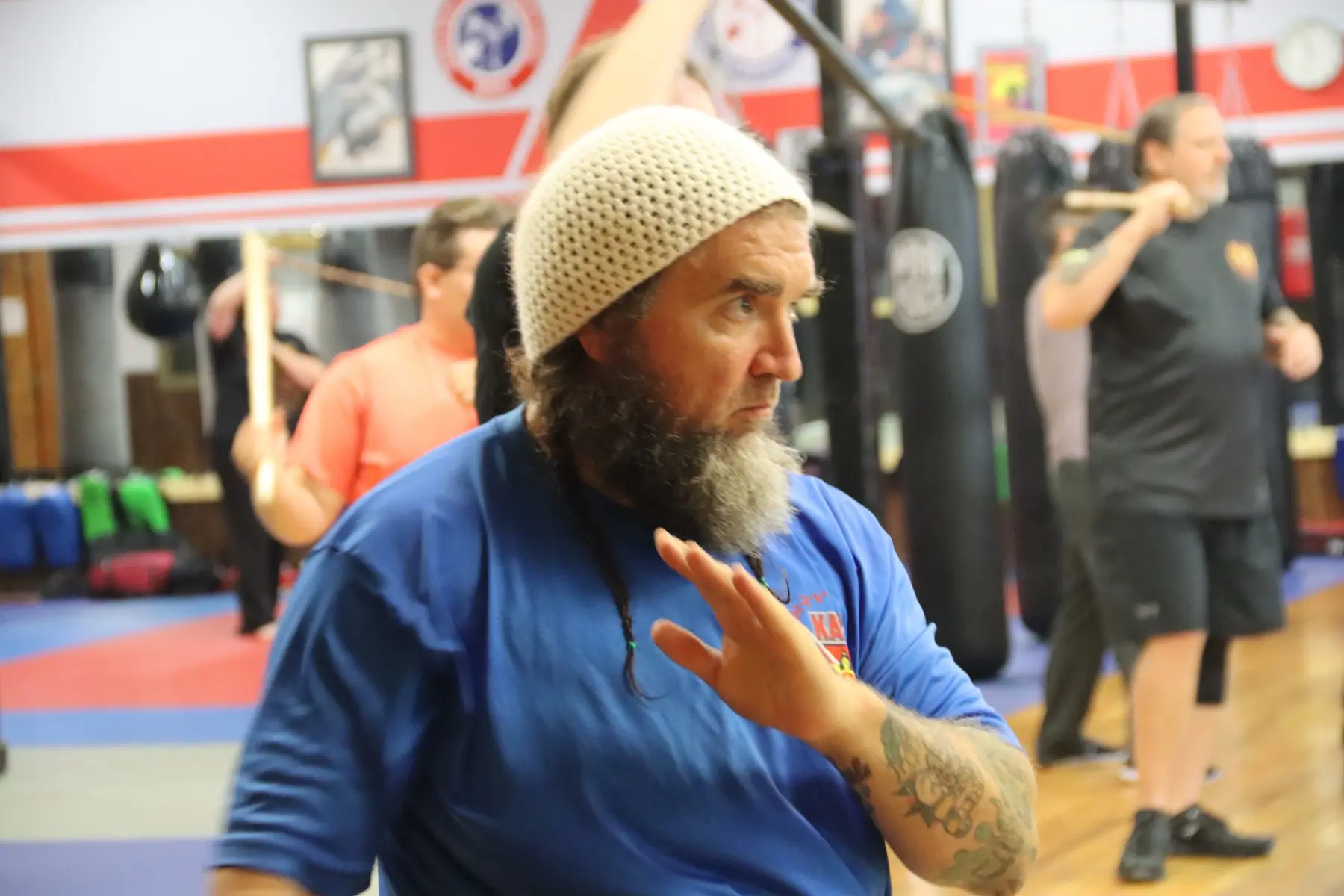 Dr. Micah Naziri holding a Kali guard position