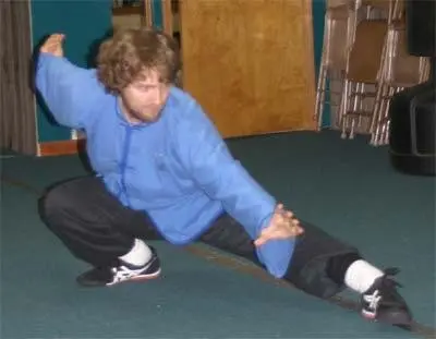Dr. Micah Naziri practicing a deep Northern Shaolin stance